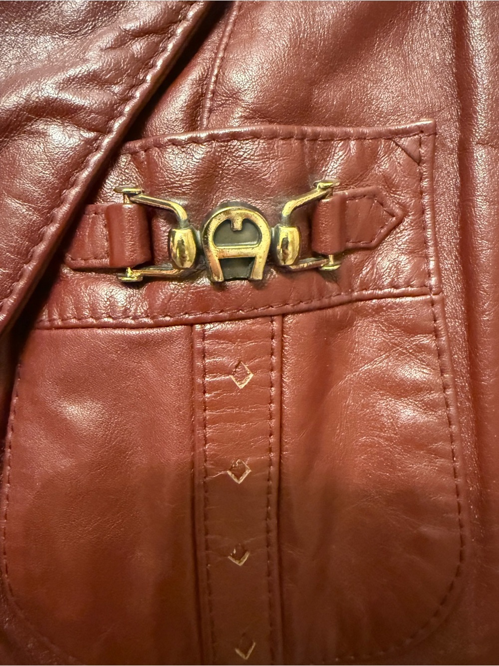 Vintage Etienne Aigner Oxblood Leather Blazer Jacket Gold Logo Hardware Sz 6